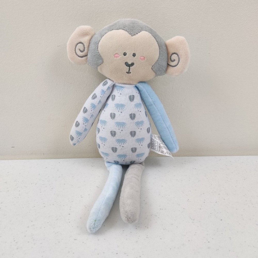 Saro Kalencom Plush Long Legs Monkey Baby Infant Rattle Toy Blue Lovey